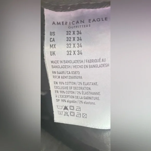 Men's American Eagle Next Level Flex Skinny Black Denim Jeans Size 32 - Picture 6 of 7